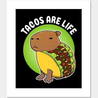 Tacos are life Cartoon Capybara Taco Posters and Art